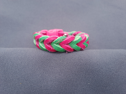 Armband aus Fettleder pink-apfelgrün