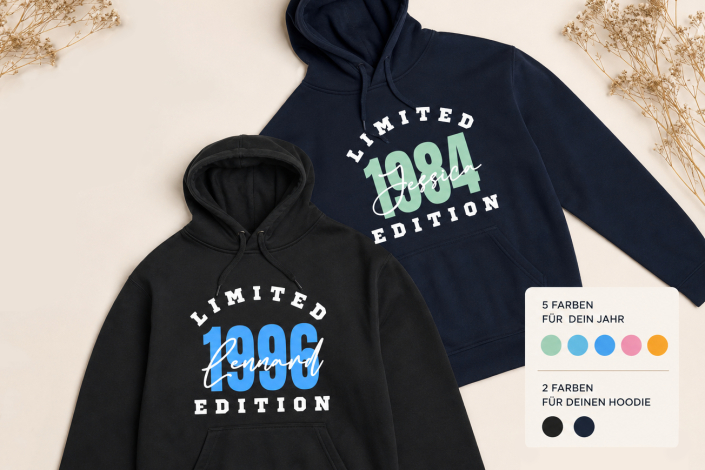 Personalisierter Hoodie mit Wunschname & Geburtsjahr
