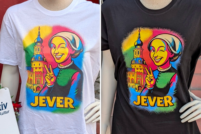 Maria von Jever Pop-Art Shirts in Weiß und Schwarz