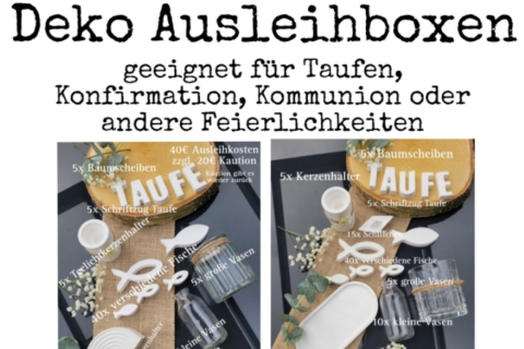 Deko Ausleihbox für Taufen, Konfirmation, Kommunion etc.