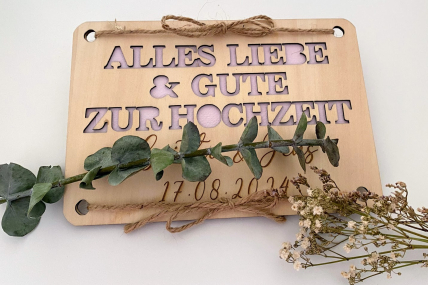 Personalisierte Hochzeitskarte für Geldgeschenke- Schriftzug