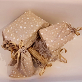 Weihnachten- Geschenkesäckchen 5er Set taupe groß