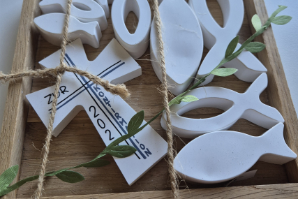 Tischdeko für die Konfirmation, Kommunion oder Taufe