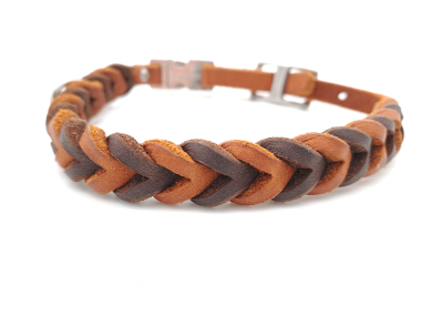 Fettlederhalsband schokobraun-whisky 32 cm - 34 cm