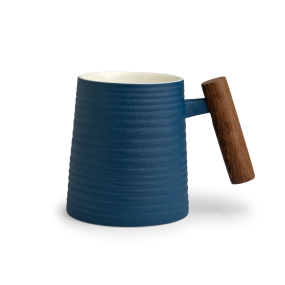 Becher "Blu" mit Rosenholzgriff - Bienenkorbstruktur