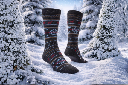 Alpaka Socken Jacquard Socken Grau-Blau