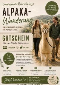 Alpaka-Wanderung Angebot 2 (1 Alpaka / 2 Peronen)