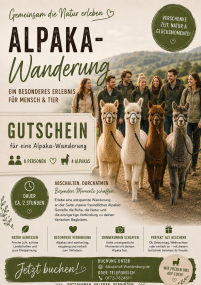 Alpaka-Wanderung Angebot 4 (4 Alpakas / 8 Personen)