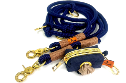 Set blau/gold large Leine & Schietbüddel