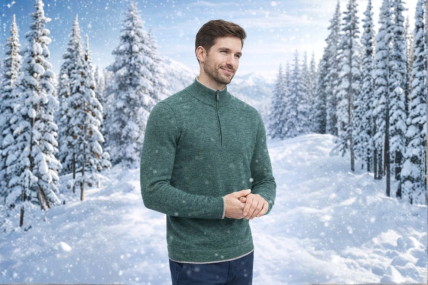 Alpaka Herren-Pullover grüngrau-melange Größe XL