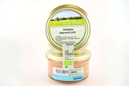 Bio Delikatess Leberwurst 160 g grob im Glas