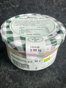 Bauernleberwurst grob 160 Glas