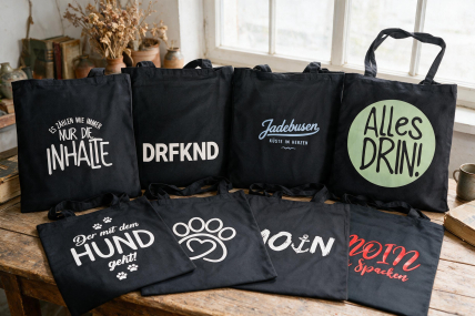 Baumwolltasche Stofftasche Schwarz – verschiedene Motive