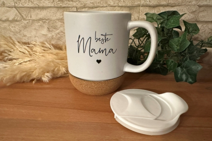 Tasse mit abnehmbaren Korkboden personalisiert