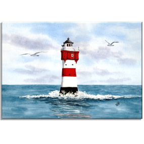 Aquarell Bild Keilrahmen Leinwand 30x20 cm Bremerhaven Leuchtturm Nordsee BHV3