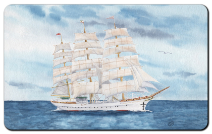 Aquarell Brettchen Frühstücksbrettchen Bremerhaven Schulschiff Deutschland Schiff Segelschiff