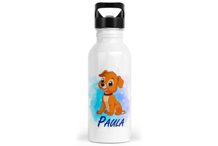 Personalisierbare Kinder-Trinkflasche mit süßem Hund-Design