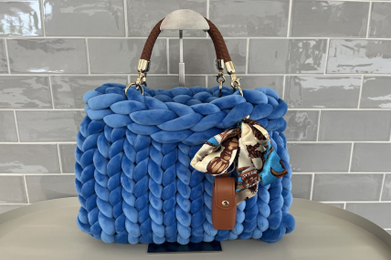 Strickbag Blau Samt