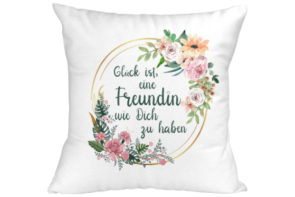 Blumiges Glückskissen 'Eine Freundin wie Dich'