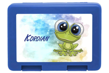 Personalisierte Brotdose mit Frosch-Motiv