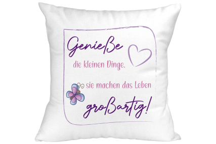 Glücksmomente Zitat-Kissen 'Genieße das Leben