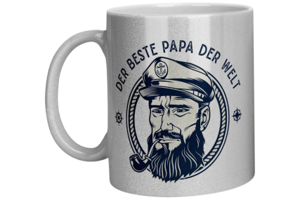 Glitzertasse - Bester Papa der Welt Seemann