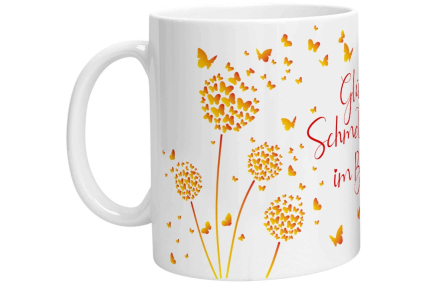 Tasse - Glück ist Schmetterlinge im Bauch (Gelb Orange)