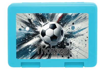 Personalisierte Brotdose mit Ball-Explosion-Motiv