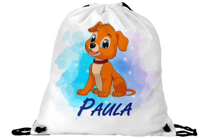 Fröhlicher Hund-Sportbeutel – Personalisiert für Kinder