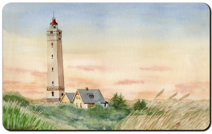 Aquarell Brettchen Frühstücksbrettchen Leuchtturm Blåvand Blavand Dänemark 