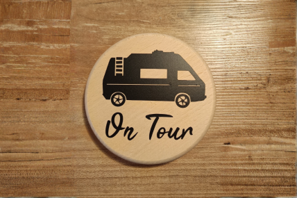 Getränkedeckel, Bierdeckel aus Buchenholz  Bus