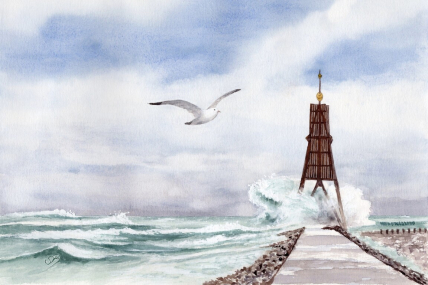 Aquarell Poster Druck Cuxhaven Bake in DIN A4 