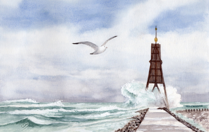 Aquarell Brettchen Frühstücksbrettchen Bake Cuxhaven CUX17