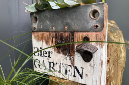 Gerüstbohlen Schild 28x25cm Bier Garten