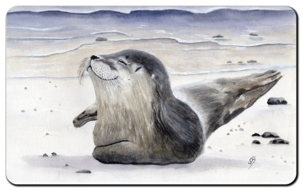 Aquarell Brettchen Frühstücksbrettchen Seeund Robbe Heuler DK10