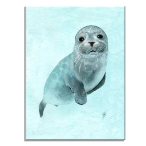 Aquarell Bild Keilrahmen Leinwand 30x20 cm Seehund Heuler Robbe DK18