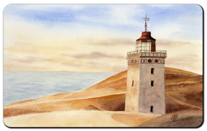 Aquarell Brettchen Frühstücksbrettchen Leuchtturm Rubjerg Knude Dänemark 