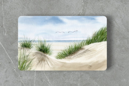 Aquarell Brettchen Frühstücksbrettchen Düne Strand und Meer Nordsee DK48