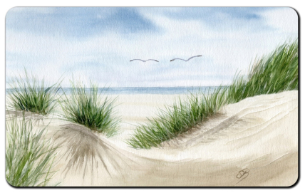 Aquarell Brettchen Frühstücksbrettchen Kniepsand Strand Amrum Nordsee