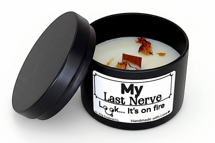 Handgefertigte Sojawachs-Dosenkerze „My Last Nerve“