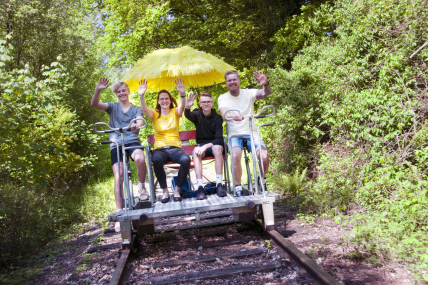 50% Rabatt auf eine Fahrt mit einer Fahrraddraisine