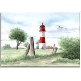 Aquarell Bild Keilrahmen Leinwand 30x20 cm Leuchtturm Falshöft Ostsee