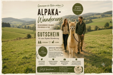 Alpaka-Wanderung Angebot 2 (1 Alpaka / 2 Peronen)