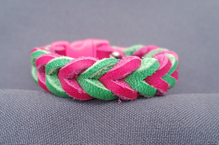 Armband aus Fettleder pink-apfelgrün