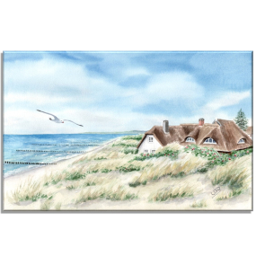 Aquarell Bild Keilrahmen Leinwand 30x20 cm Fischland Ahrenshoop Ostsee