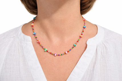 Tolle bunte Sommerkette aus Glas- und Polymerperlen 