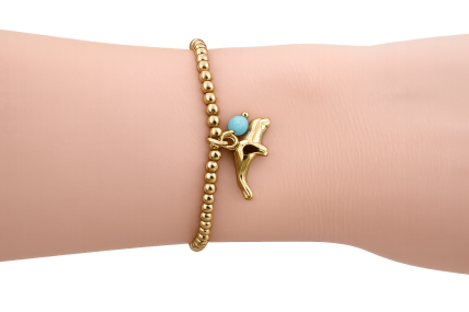 Tolles elastisches Armband mit dem süssen Sören Seehund als Anhänger aus Edelstahl in gold- oder silberfarben.