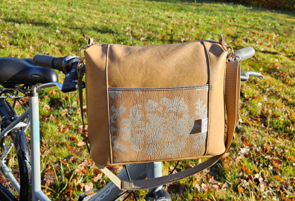 Handtasche mit Klickfix-System für den Fahrradlenker Hellbraun