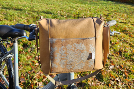 Handtasche mit Klickfix-System für den Fahrradlenker Hellbraun