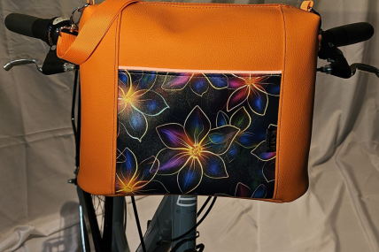 Handtasche mit Klickfix-System für den Fahrradlenker Orange Bunt